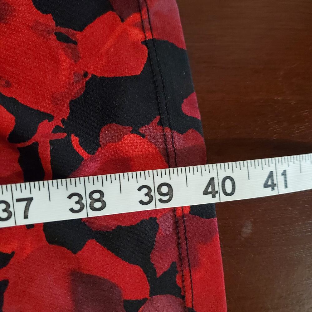 Chaps x Ralph Lauren Crossover Drape 3/4 Sleeve Faux Wrap Dress Sz XL Red Black - Picture 13 of 13